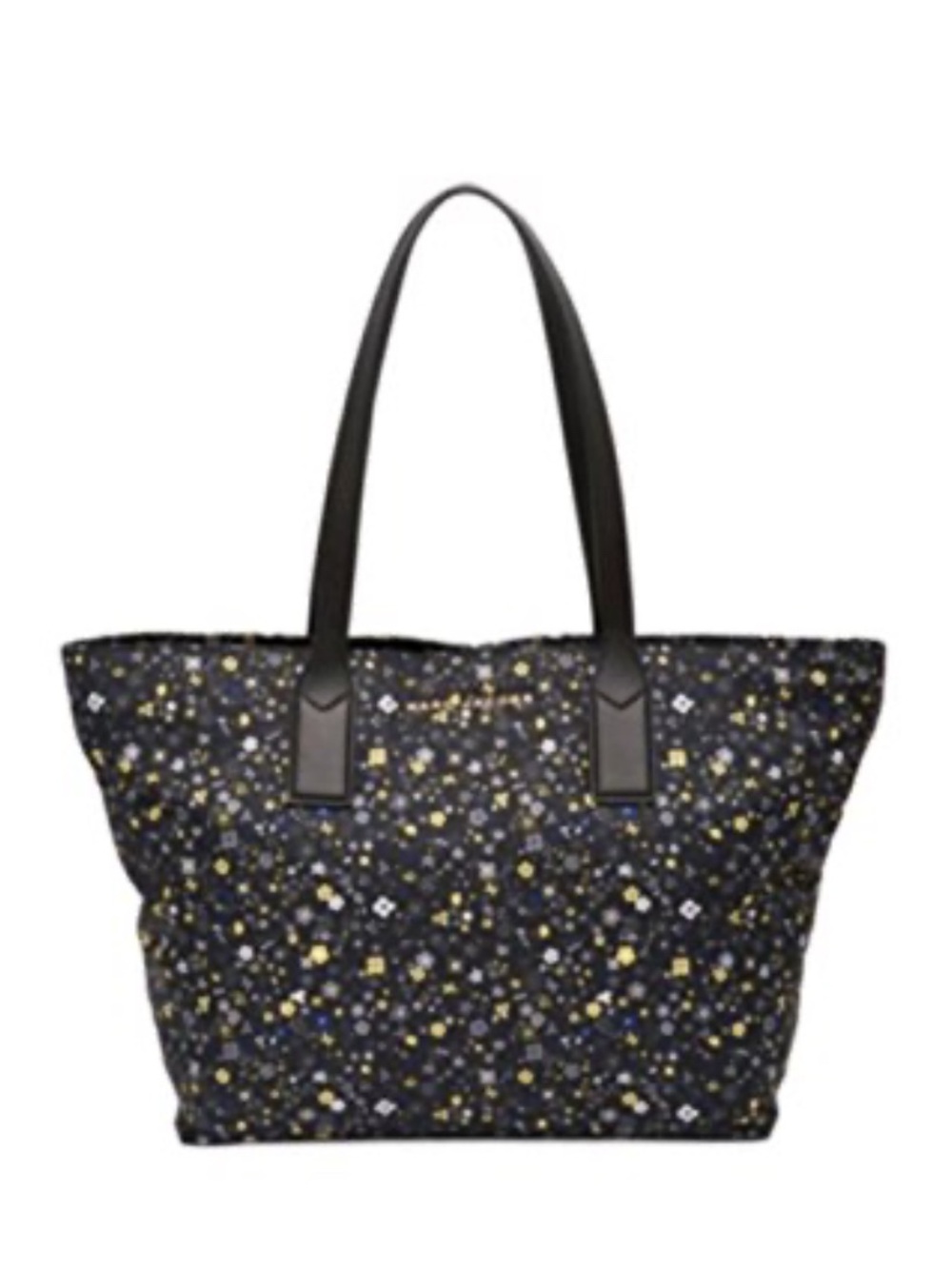 Marc Jacobs Black Tote with Gold & Navy floral Motif